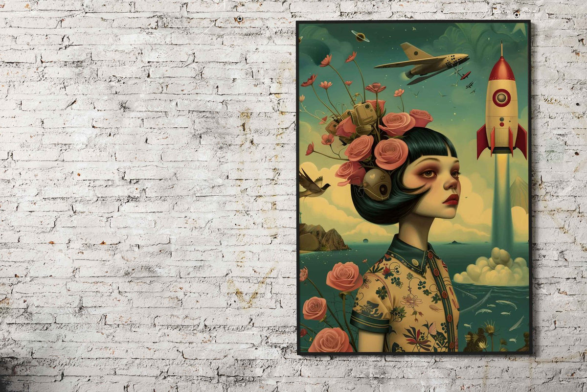 Vintage space cute doll Asian Style Poster | Wall Art for Home & Office | High-Quality Print - High-Quality Visual Display