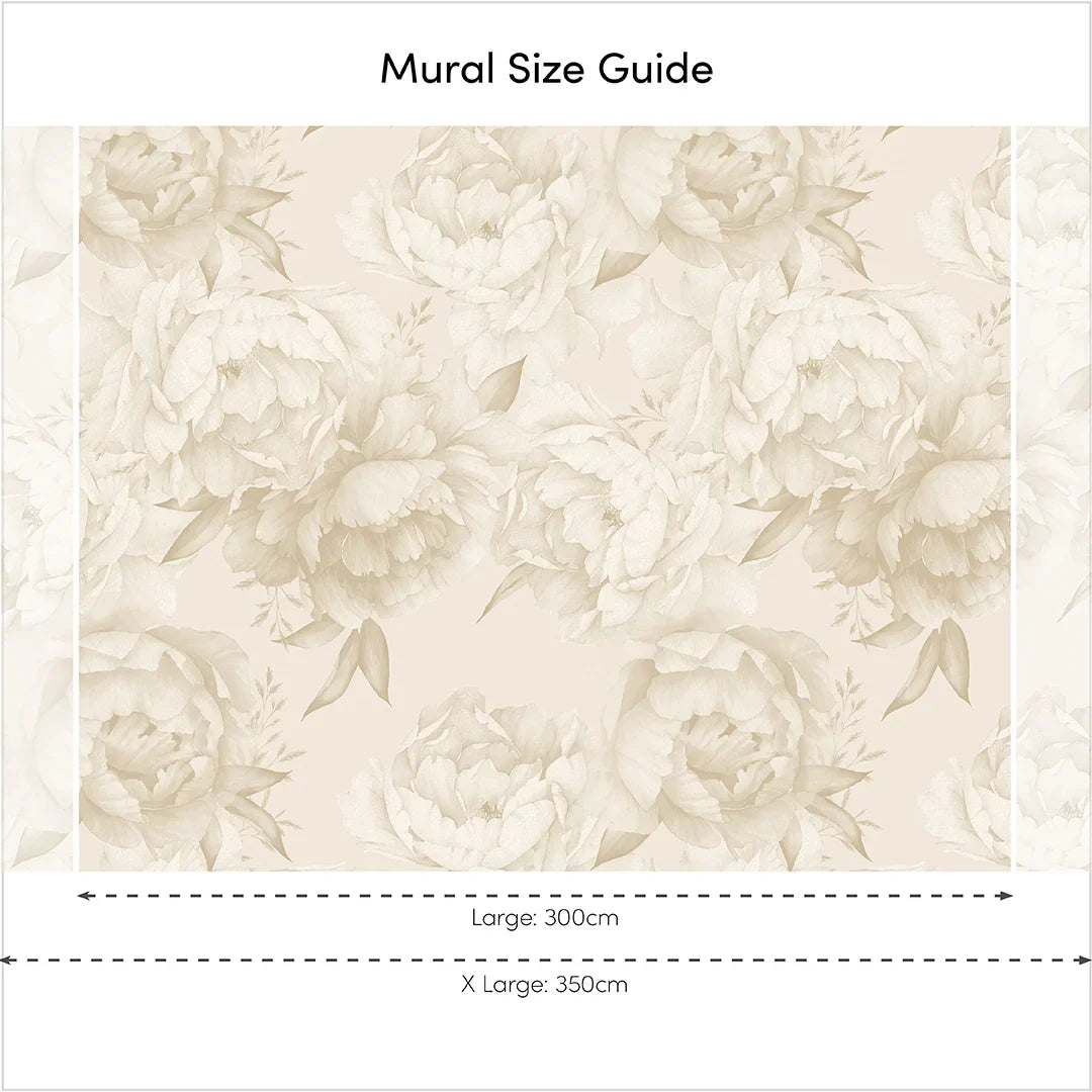Warm Neutral Vintage Peony Wall Mural