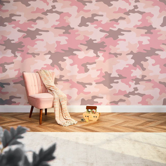 Pink Camouflage Wall Mural