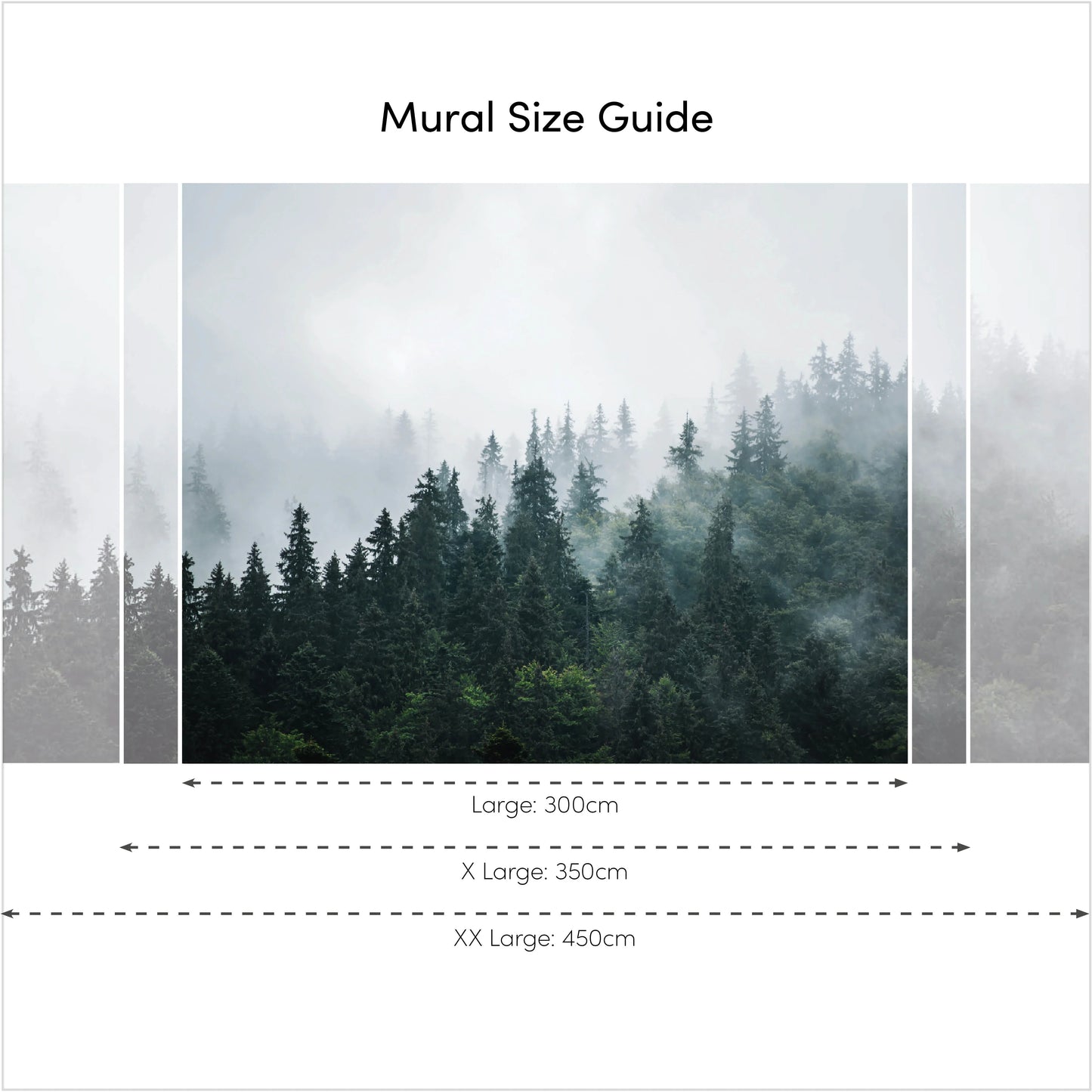 Green and Grey Misty Trees Wall Mural