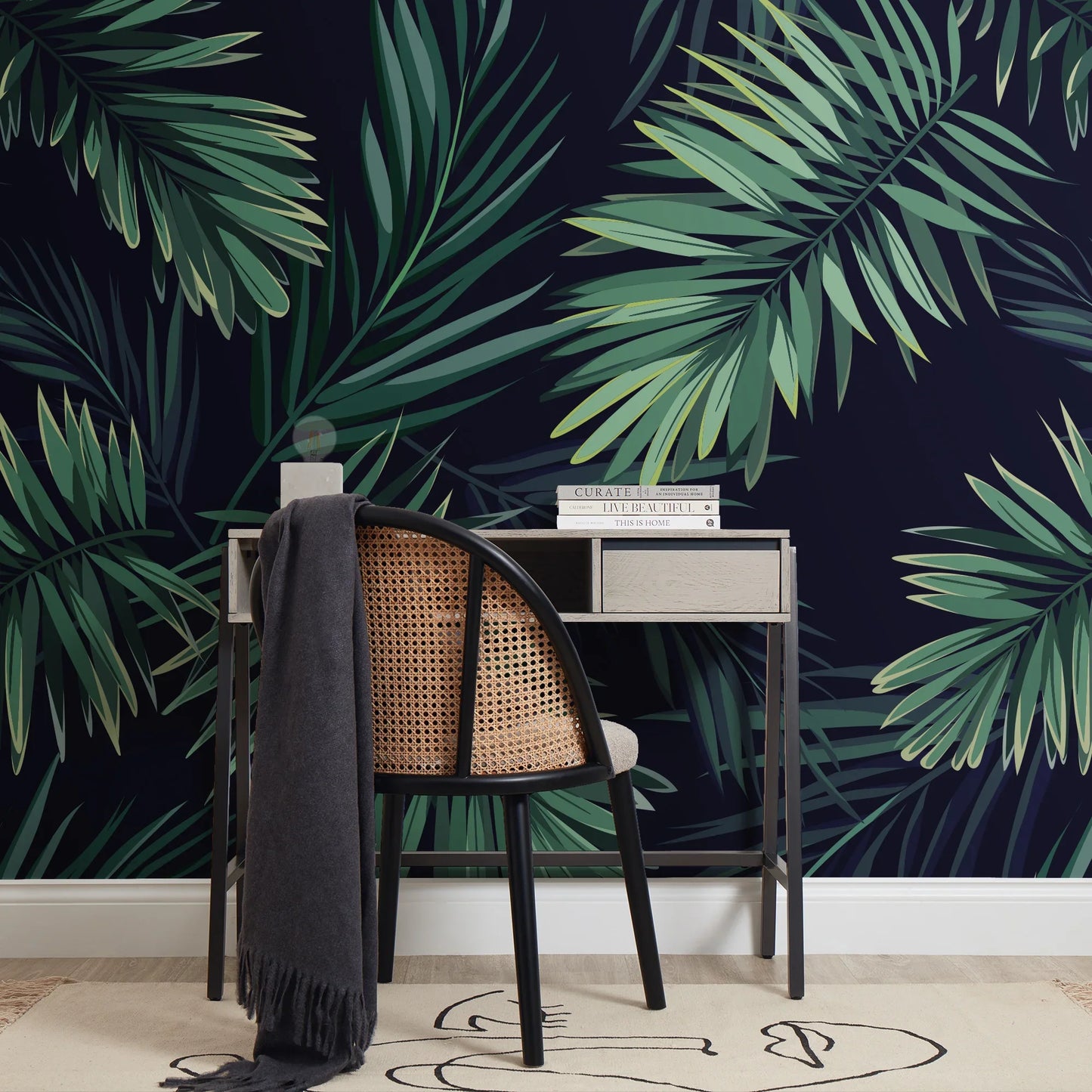 Green Midnight Tropics Wall Mural