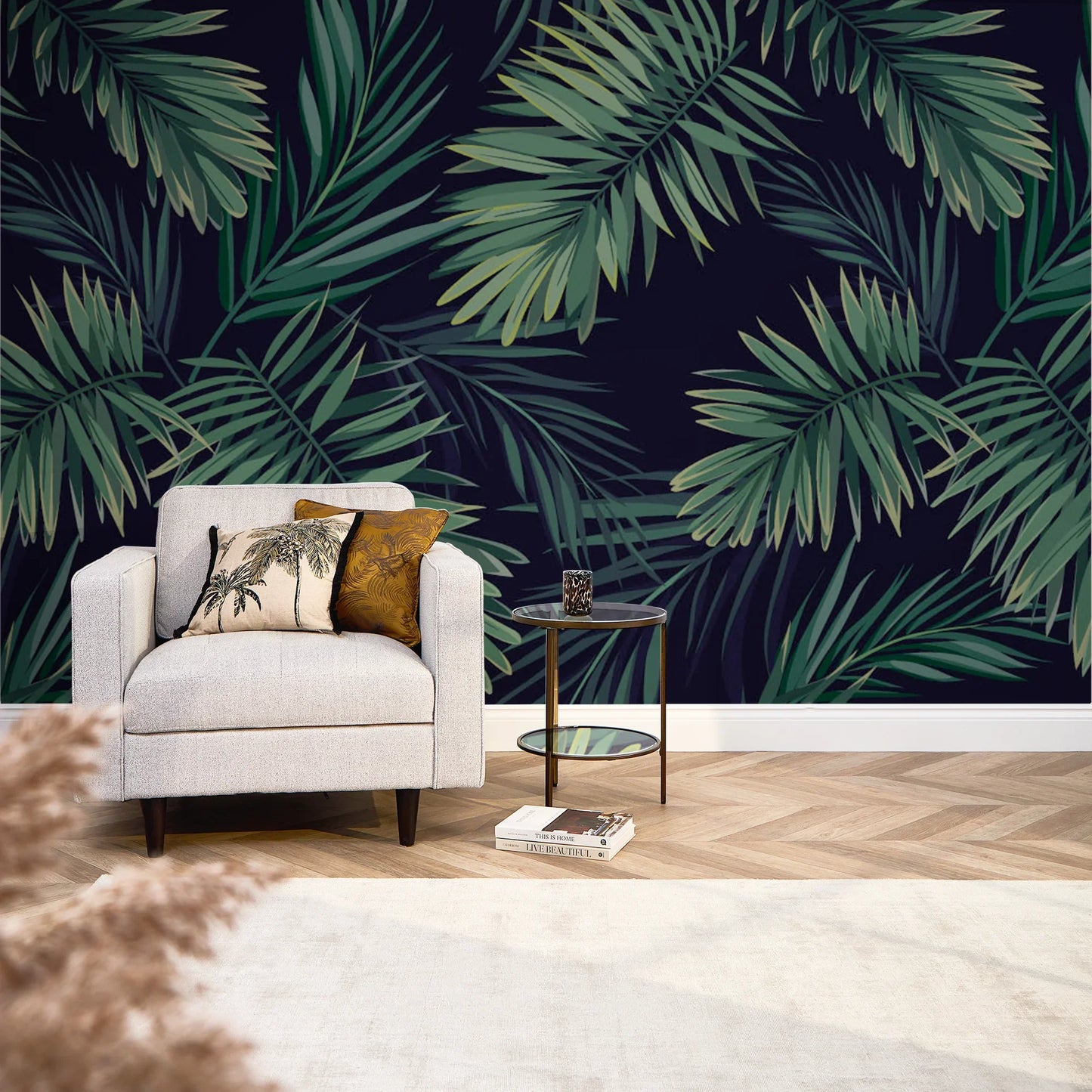 Green Midnight Tropics Wall Mural