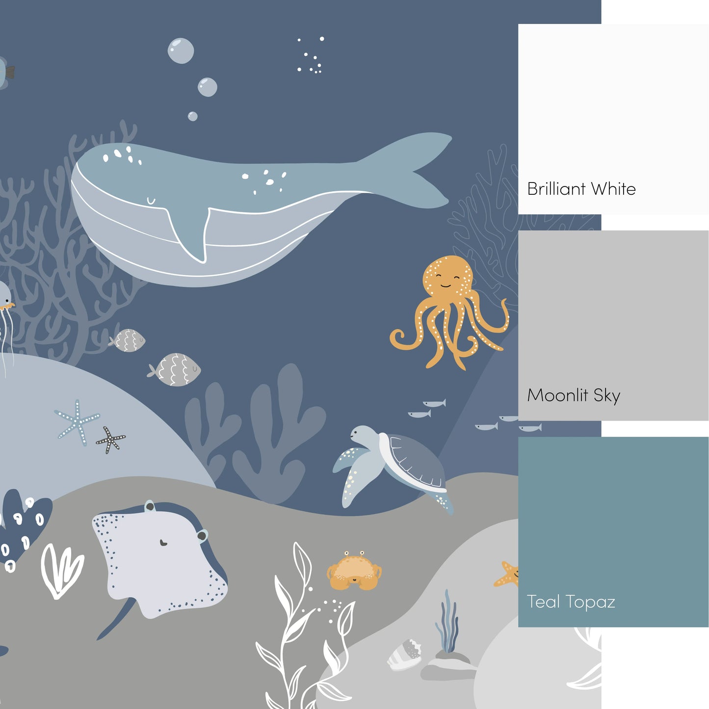 Deep Blue Underwater Mural