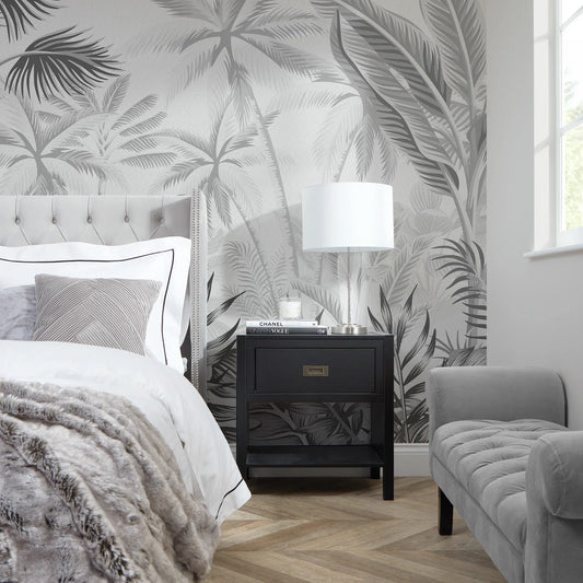 Pale Grey Jungle Escape Wall Mural