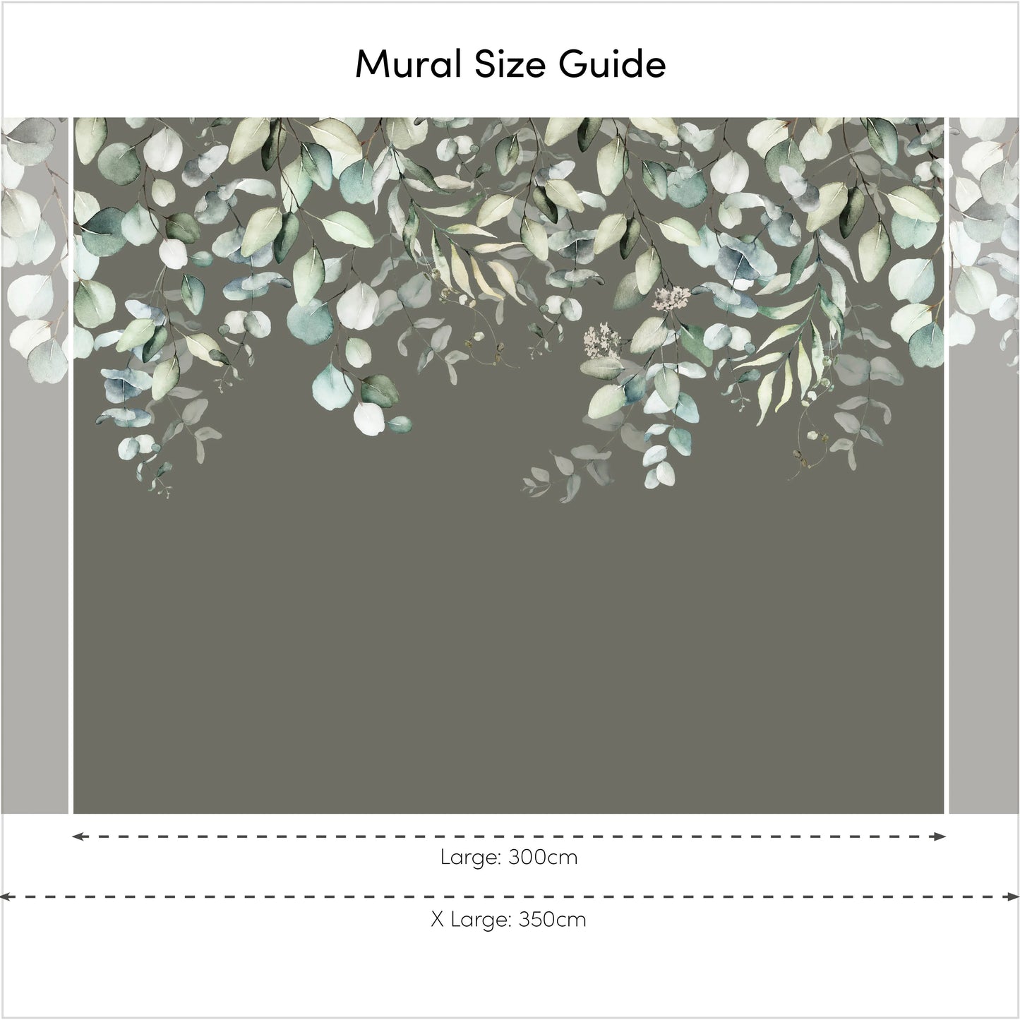 Eucalyptus Cascade Watercolor Mural in Smoky Green Tones