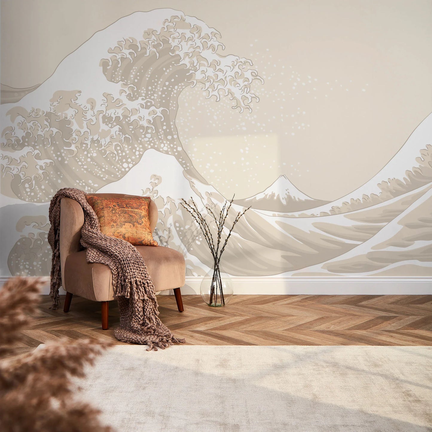 Cream Grand Wave Wall Mural