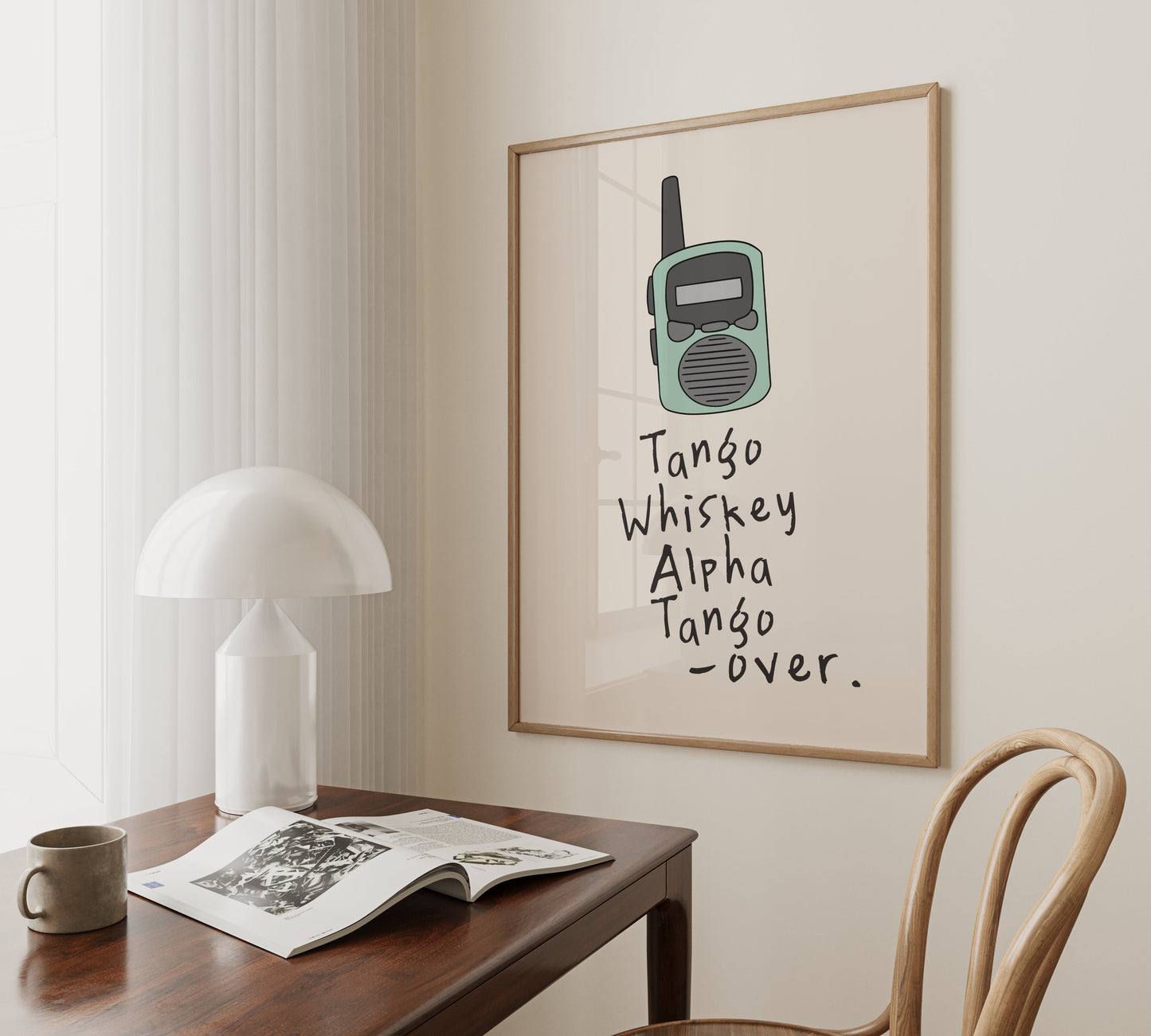 Tango Whiskey Alpha Tango, Over | Walkie Talkie | Seafoam | Art Print - High-Quality Premium Wall Art Decor Sticker