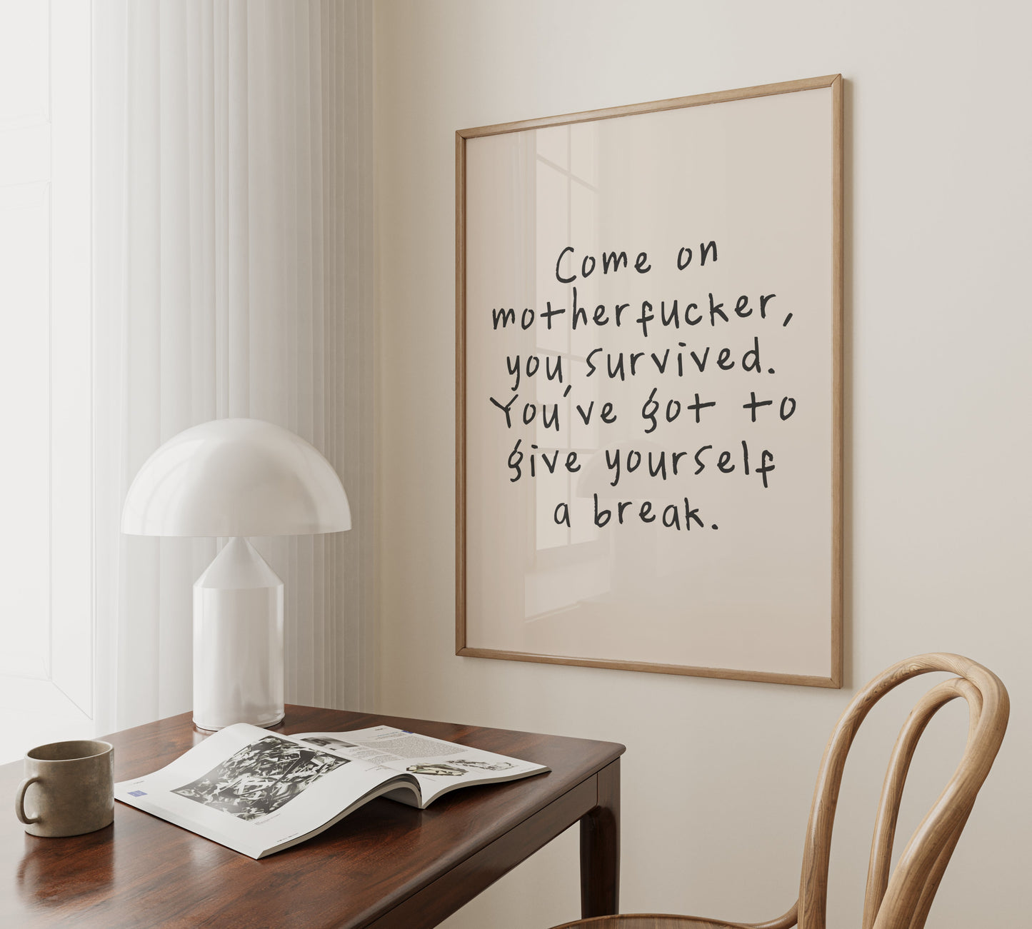 Come On Motherfucker | Charcoal and Cream | Art Print - High-Quality Premium Wall Art Decor Sticker