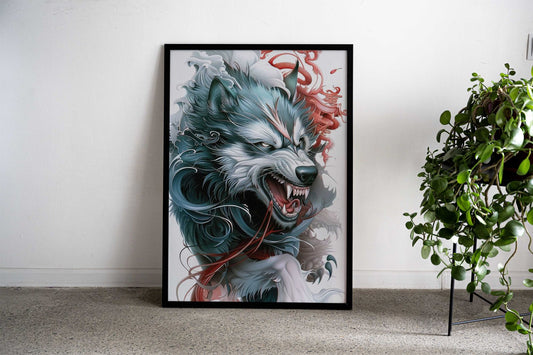 WOLF ART POSTER Asian Style Poster | Wall Art for Home & Office | High-Quality Print - High-Quality Visual Display