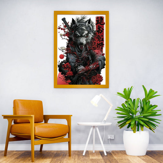 WOLF SAMURAI POSTER ART Asian Style Poster | Wall Art for Home & Office | High-Quality Print - High-Quality Visual Display