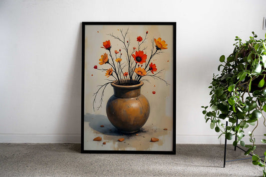 Wabi sabi pottery and flowers Asian Style Poster | Wall Art for Home & Office | High-Quality Print - High-Quality Visual Display