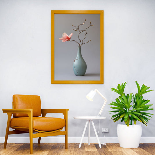 Wabisabi Vase Pink Flower Asian Style Poster | Wall Art for Home & Office | High-Quality Print - High-Quality Visual Display