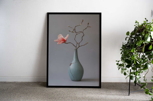 Wabisabi Vase Pink Flower Asian Style Poster | Wall Art for Home & Office | High-Quality Print - High-Quality Visual Display