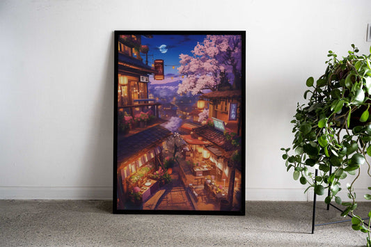 Warmly Lit Japanese Street Asian Style Poster | Wall Art for Home & Office | High-Quality Print - High-Quality Visual Display