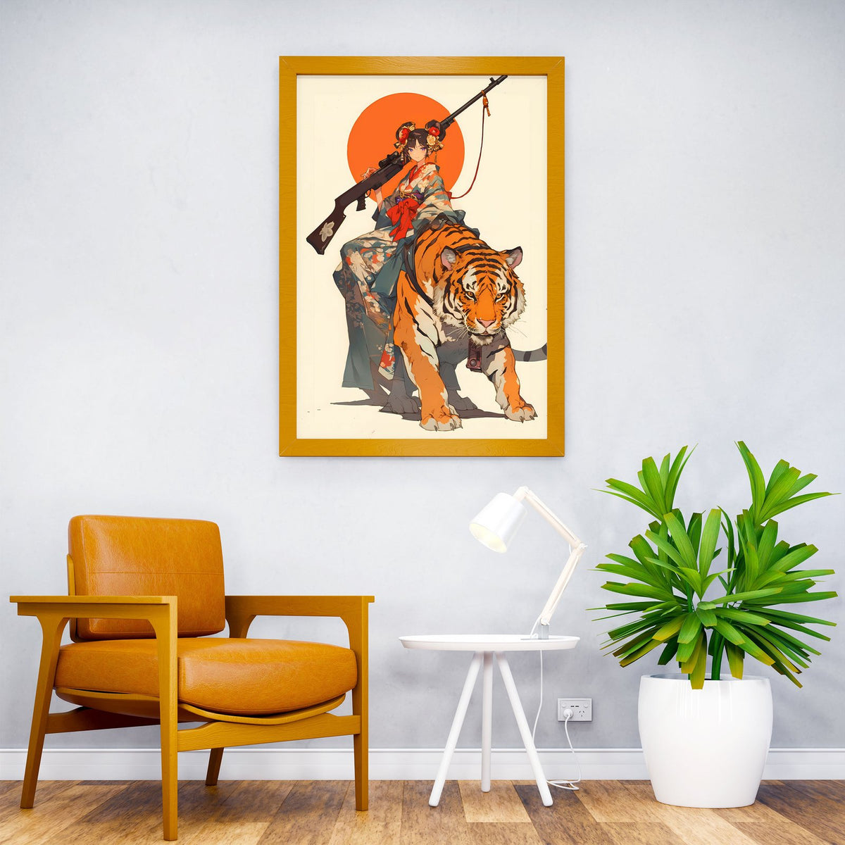 Warrior Geisha Rides Tiger Asian Style Poster | Wall Art for Home & Office | High-Quality Print - High-Quality Visual Display