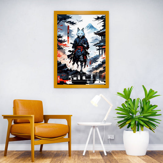 Warrior Kitsune Wolf Japan Asian Style Poster | Wall Art for Home & Office | High-Quality Print - High-Quality Visual Display