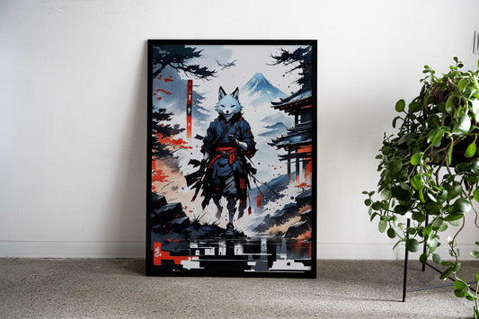 Warrior Kitsune Wolf Japan Asian Style Poster | Wall Art for Home & Office | High-Quality Print - High-Quality Visual Display