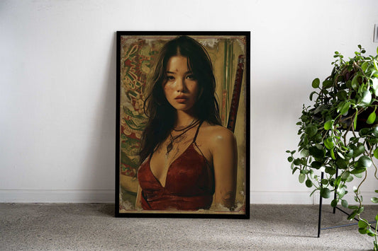 Warrior Woman Portrait Asian Style Poster | Wall Art for Home & Office | High-Quality Print - High-Quality Visual Display