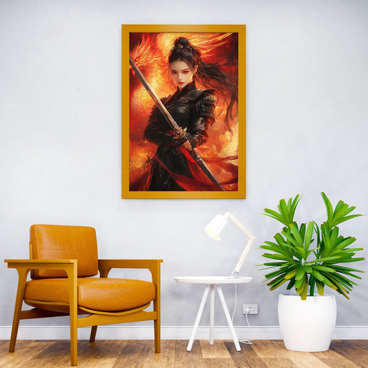 Warrior and Phoenix Asian Style Poster | Wall Art for Home & Office | High-Quality Print - High-Quality Visual Display