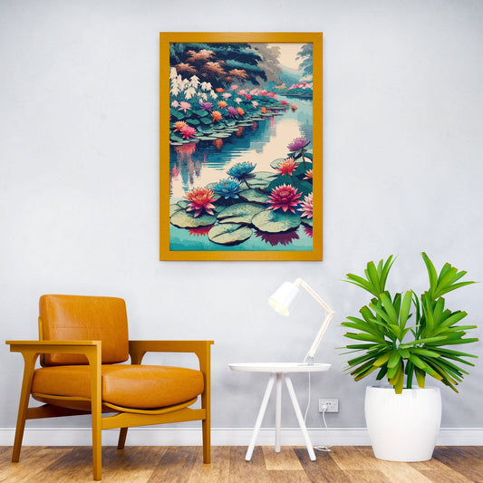 Water Lily Pond Asian Style Poster | Wall Art for Home & Office | High-Quality Print - High-Quality Visual Display