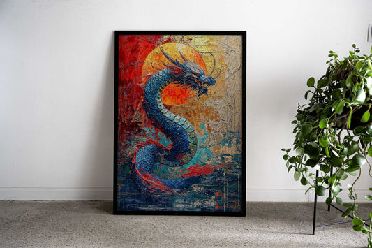 Water Serpent Asian Style Poster | Wall Art for Home & Office | High-Quality Print - High-Quality Visual Display