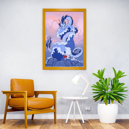 Water dragon Ryujin Asian Style Poster | Wall Art for Home & Office | High-Quality Print - High-Quality Visual Display