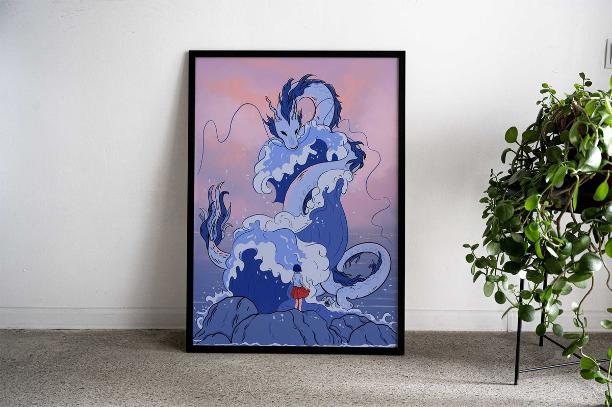 Water dragon Ryujin Asian Style Poster | Wall Art for Home & Office | High-Quality Print - High-Quality Visual Display