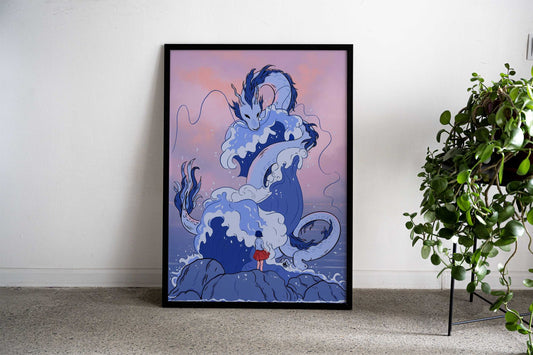 Water dragon Ryujin Asian Style Poster | Wall Art for Home & Office | High-Quality Print - High-Quality Visual Display