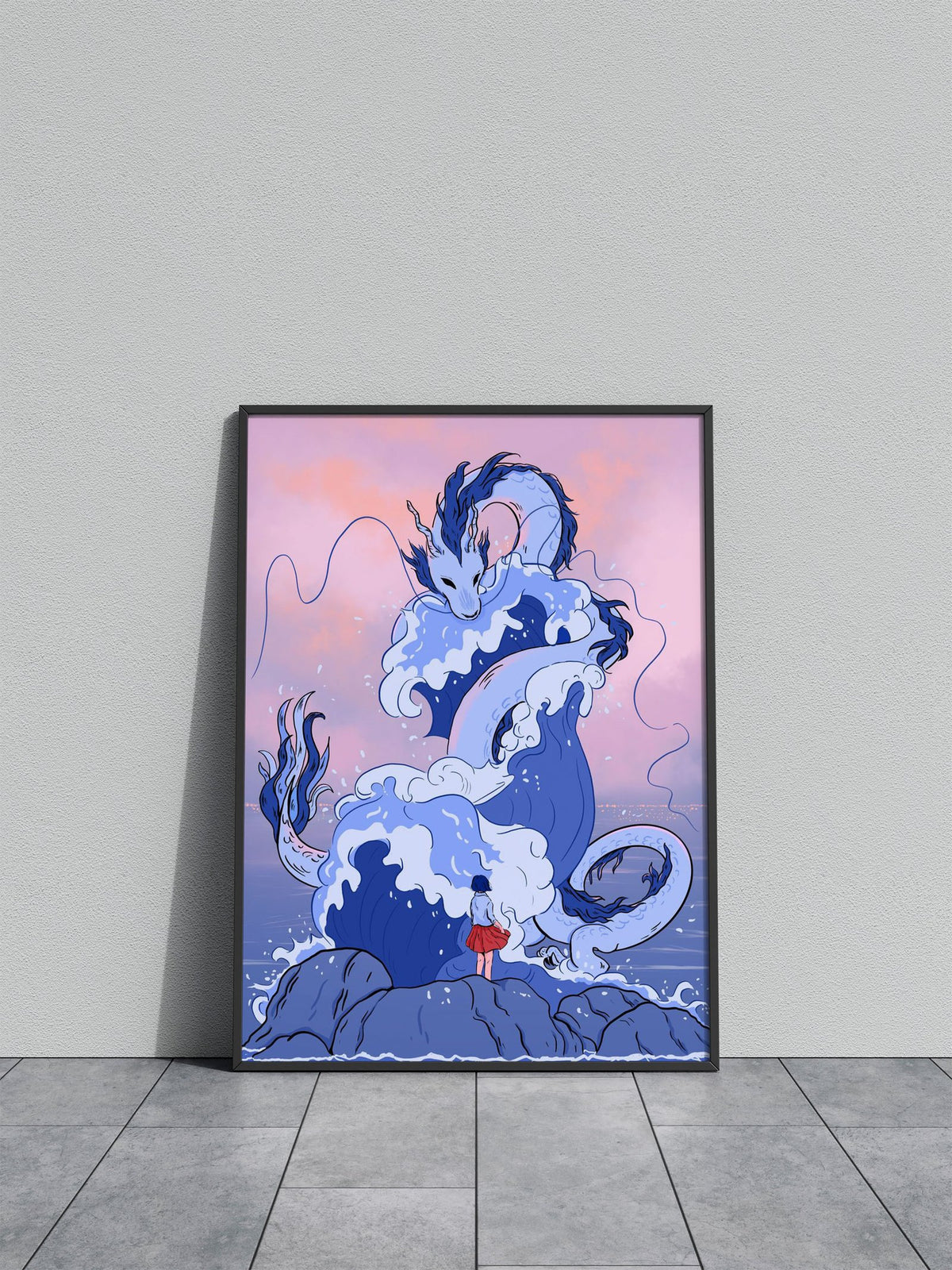 Water dragon Ryujin Asian Style Poster | Wall Art for Home & Office | High-Quality Print - High-Quality Visual Display