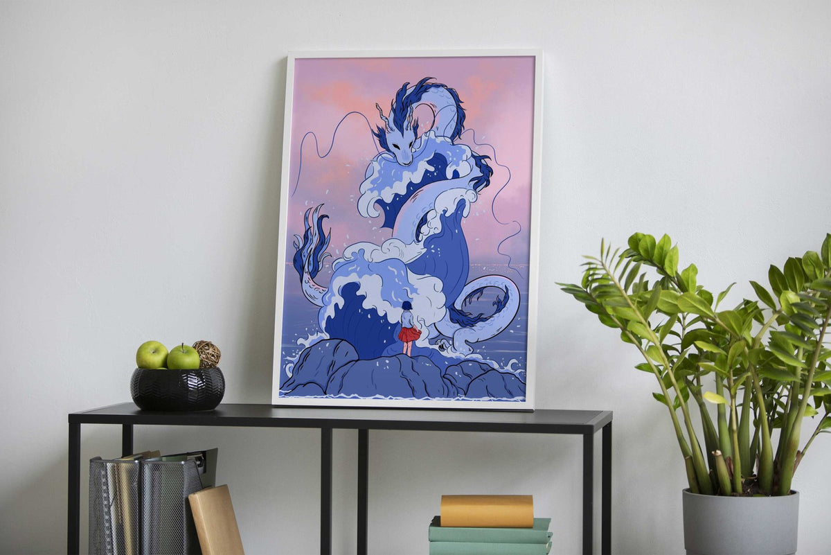 Water dragon Ryujin Asian Style Poster | Wall Art for Home & Office | High-Quality Print - High-Quality Visual Display