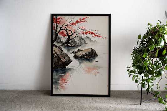 Watercolor Japanese Landscape Asian Style Poster | Wall Art for Home & Office | High-Quality Print - High-Quality Visual Display
