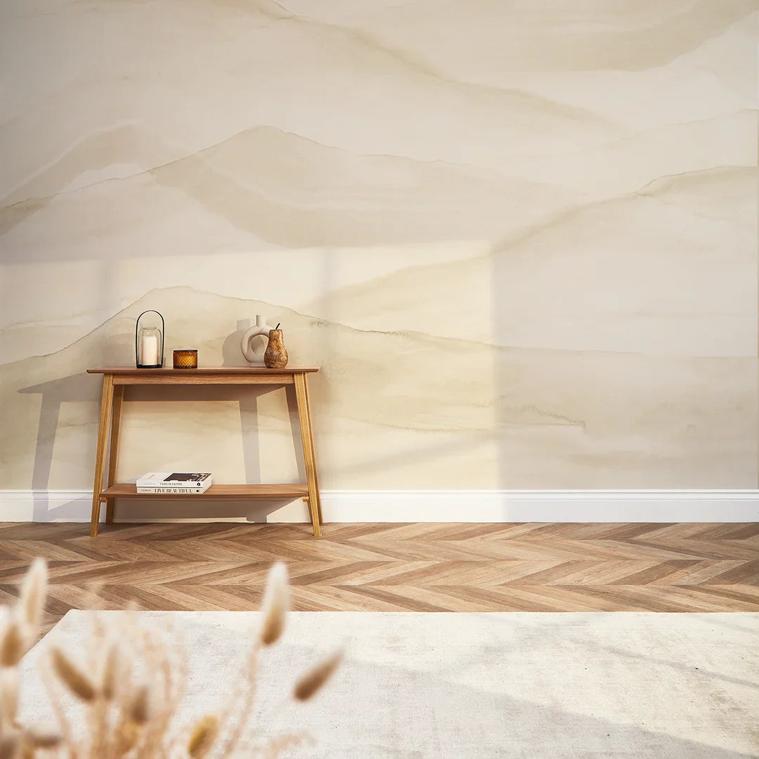 Natural Lime Wash Watercolor Mountain Mural - High Quality Wallpaper by Wonderwallsboutique