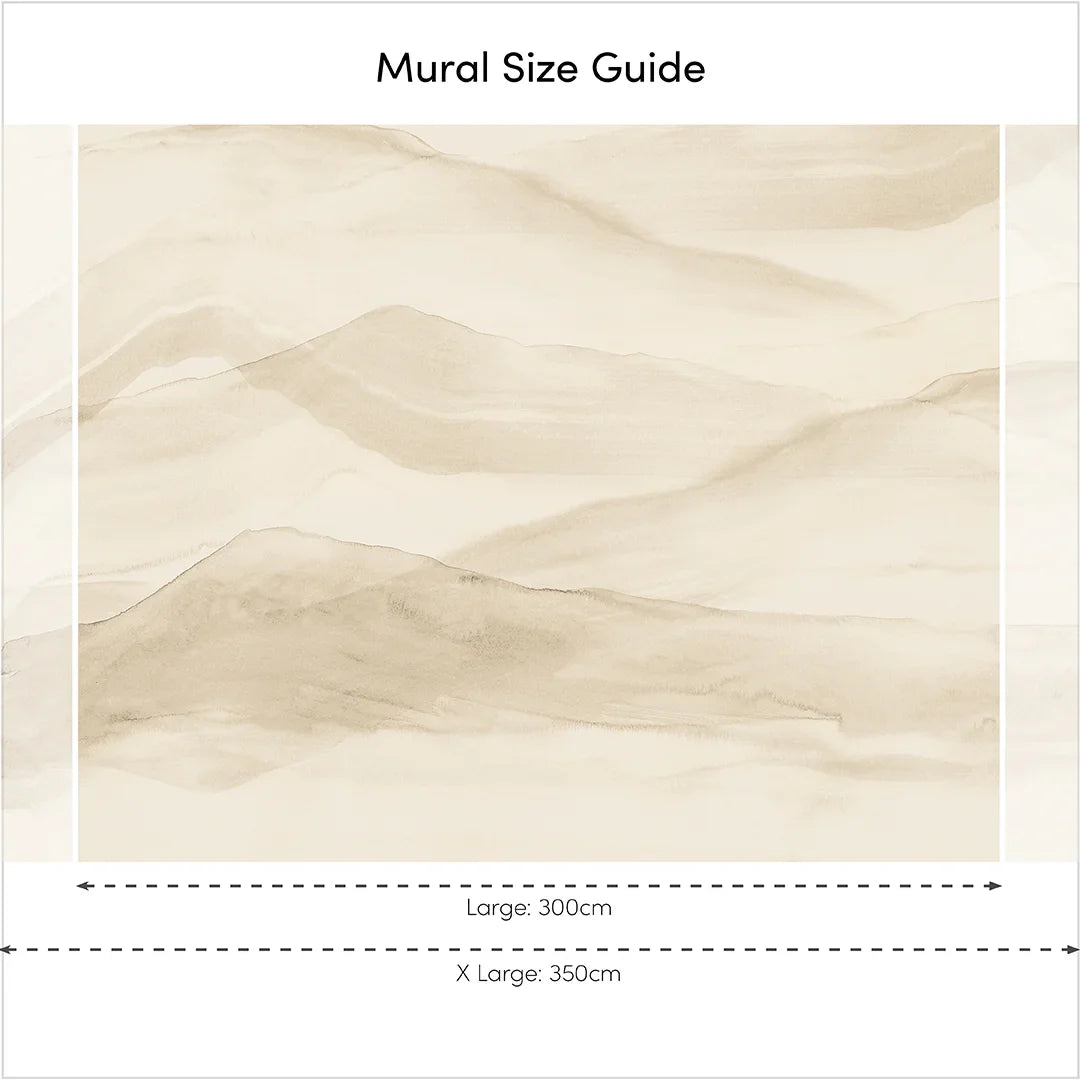 Natural Lime Wash Watercolor Mountain Mural - High Quality Wallpaper by Wonderwallsboutique