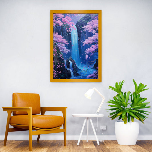 Waterfall Japan Painting Asian Style Poster | Wall Art for Home & Office | High-Quality Print - High-Quality Visual Display
