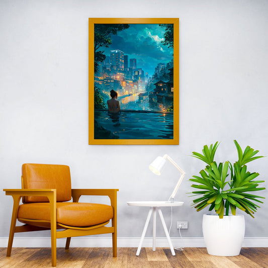 Waterfront Onsen Asian Style Poster | Wall Art for Home & Office | High-Quality Print - High-Quality Visual Display