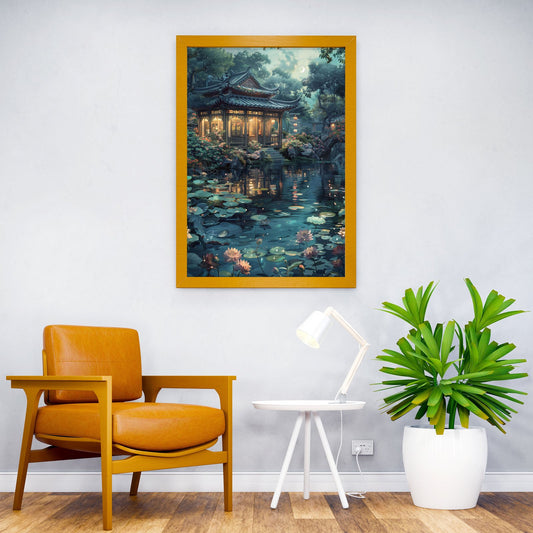 Waterlilies Pond Asian Style Poster | Wall Art for Home & Office | High-Quality Print - High-Quality Visual Display