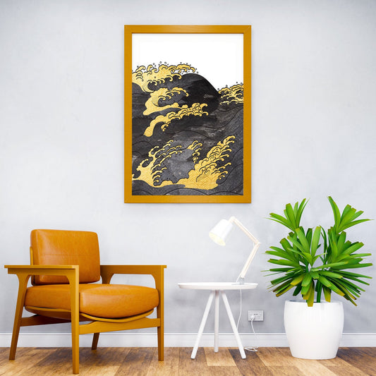 Wave gold wallpaper Asian Style Poster | Wall Art for Home & Office | High-Quality Print - High-Quality Visual Display