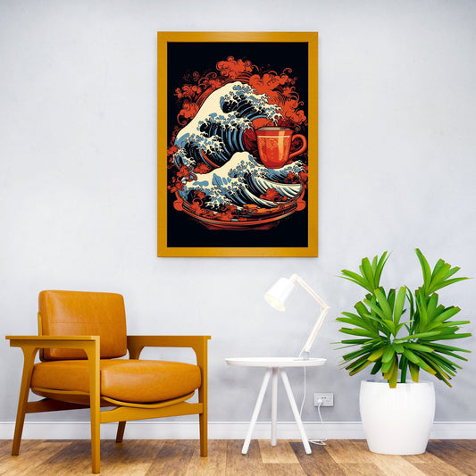 Wave of Coffee Asian Style Poster | Wall Art for Home & Office | High-Quality Print - High-Quality Visual Display