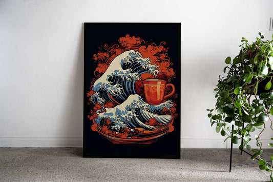 Wave of Coffee Asian Style Poster | Wall Art for Home & Office | High-Quality Print - High-Quality Visual Display