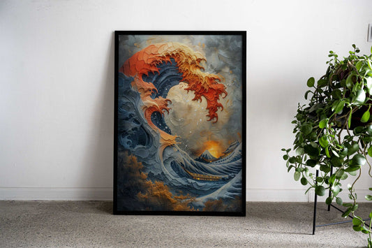 Waves On The Full Moon Asian Style Poster | Wall Art for Home & Office | High-Quality Print - High-Quality Visual Display