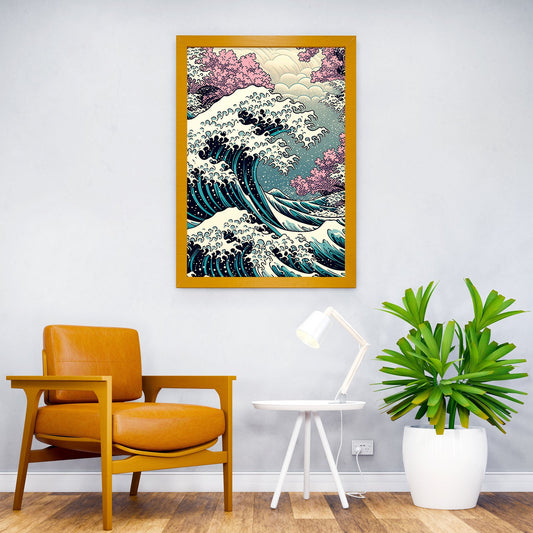 Waves Powerful Display Asian Style Poster | Wall Art for Home & Office | High-Quality Print - High-Quality Visual Display