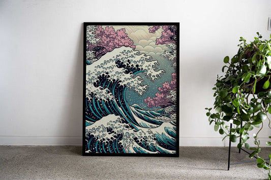 Waves Powerful Display Asian Style Poster | Wall Art for Home & Office | High-Quality Print - High-Quality Visual Display
