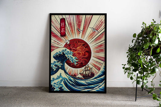 Waves Asian Style Poster | Wall Art for Home & Office | High-Quality Print - High-Quality Visual Display