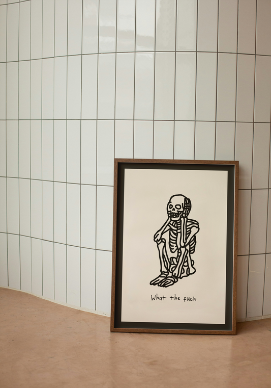 What The Fuck | Black and Cream | Art Print - High-Quality Premium Wall Art Decor Sticker