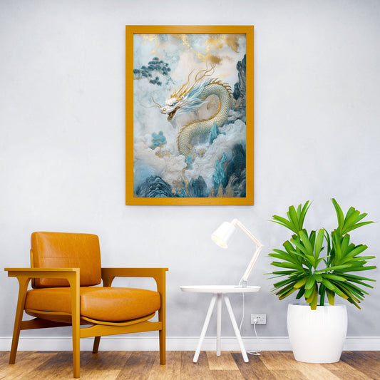 White Dragon in Clouds Asian Style Poster | Wall Art for Home & Office | High-Quality Print - High-Quality Visual Display