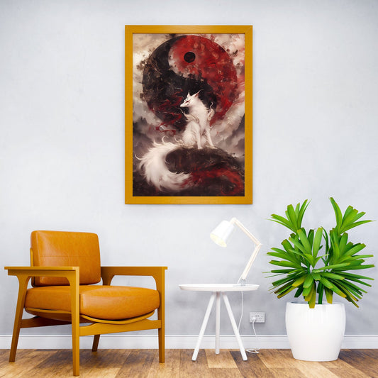 White Fox and Yin Yang Asian Style Poster | Wall Art for Home & Office | High-Quality Print - High-Quality Visual Display