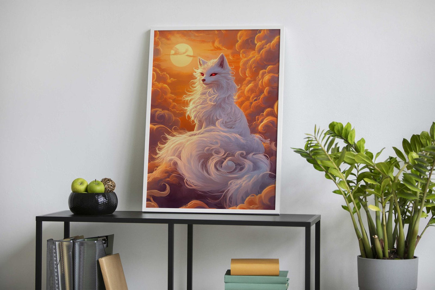 White Fox in Sunset Clouds Asian Style Poster | Wall Art for Home & Office | High-Quality Print - High-Quality Visual Display