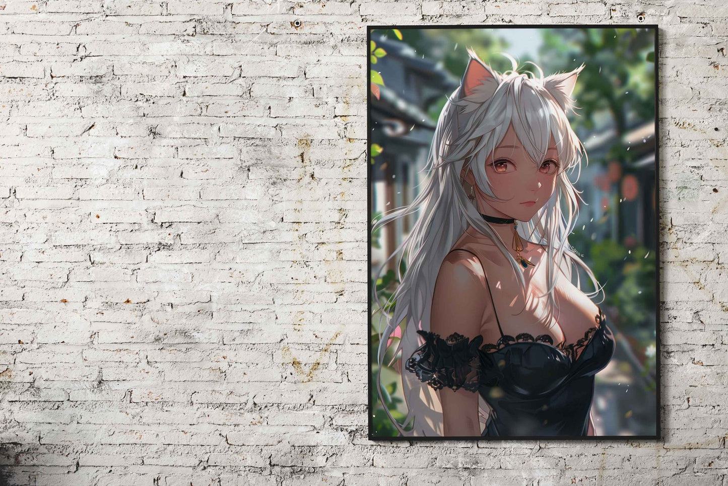 White fox girl anime Asian Style Poster | Wall Art for Home & Office | High-Quality Print