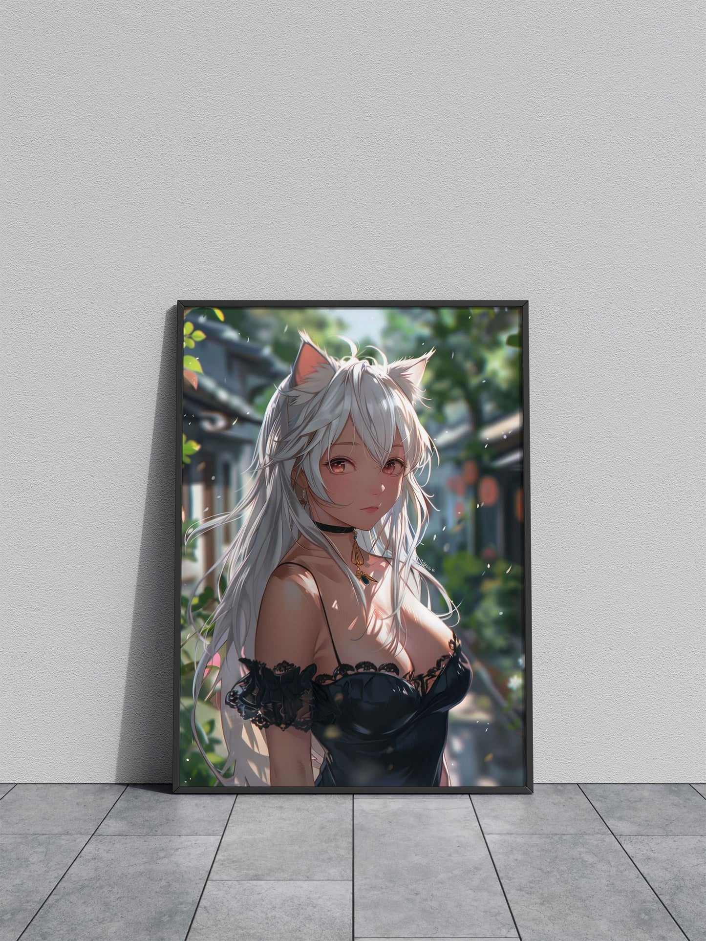 White fox girl anime Asian Style Poster | Wall Art for Home & Office | High-Quality Print