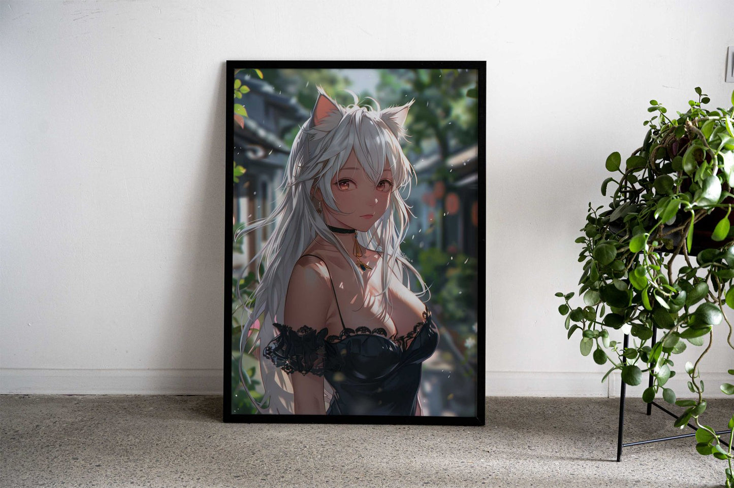 White fox girl anime Asian Style Poster | Wall Art for Home & Office | High-Quality Print